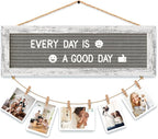 Picture Frames Hanging Display Wooden Board, Felt Letter Board with 340 Letters and 15 Clips, Photo Frames Collage Wall Decor for Family Birthday Mothers Day Party Gifts