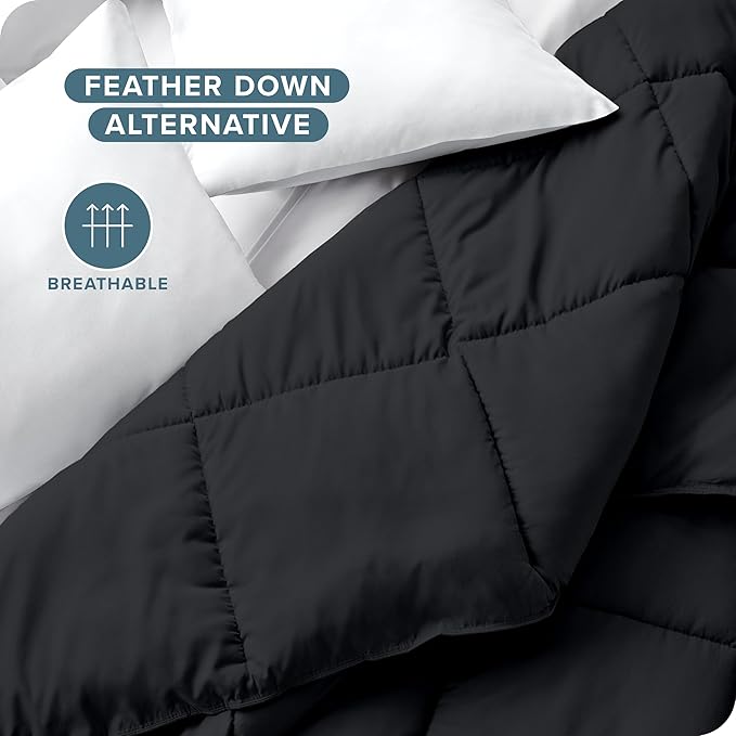 Bare Home Duvet Insert Comforter - Oversized King - Goose Down Alternative - Ultra-Soft - Premium 1800 Series - All Season Warmth - Bedding Comforter (Oversized King, Black)