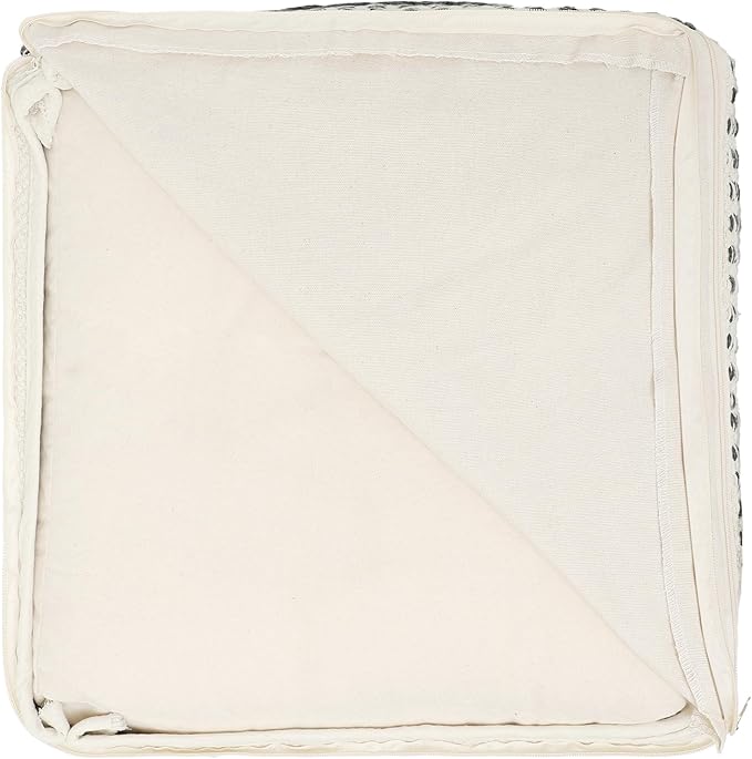 REDEARTH · Tufted Pouf Ottoman with Filler Textured Storage Cube Bean Bag Pouffe Footrest for Living Room, Bedroom, Nursery, Home Decor - 100% Cotton (17.5"X17.5"X17.5", Motley Bohemia Multi)