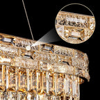 Gold Oval 12-Light Modern Crystal Chandelier for Dining Room Kitchen Island Bar, L34.3 Inch