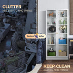 32" Wide Metal Storage Cabinet with Acrylic Doors and 4 Adjustable Shelves, 71" Tall Bookshelf, 5-Tier Freestanding Kitchen Pantry Cabinet with Anti-Tipping for Small Spaces/Kitchen/Living Room