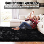 Ultra Soft Fluffy Area Rugs for Bedroom Living Room 10x14, Nursery Rug, Non-Slip Carpet for Kids Dorms Decor, Shaggy Bedside Rug, Black