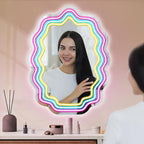 Kavaas Wavy Neon Mirror 16.9" x 12.7", LED Wave Mirror with Lights for Bedroom, Girls Room - Best Gifts for Teen Girls, Birthday, Christmas