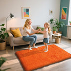 Shag Area Rug for Bedroom 3x5,Orange Fluffy Area Rugs for Living Room,Soft Fuzzy Rug Non-Shedding Indoor Plush Carpet for Kids Bedroom Nursery Dorm Home Decor