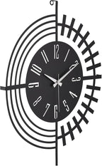 Large Metal Wall Clock | 20 inch Size Silent Battery Operated Large Size Analog Black Wall Clocks | Modern Wall Decor for Living Room Bedroom Kitchen Home Office
