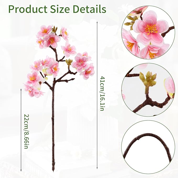 Fake Flower with Vase,3pcs Real Touch Pink Cherry Blossom Flowers in Vintage Ceramics Vase for Home Bathroom Office Desk Party Centerpiece Coffee Table Decor