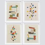 SIGNWIN Framed Mid-Century Modern 1960s Vintage Nordic Polygons Wall Art, Set of 4 Abstract Geometric Wall Decor Prints, Nature Wilderness Wall Décor for Living Room, Bedroom - 11"x14" White