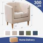 Accent Barrel Chair, Modern Comfy Living Room Chairs with Armrest Small Reading Chair with Cozy Soft Padded for Bedroom Reception Room Cafe,Begie