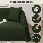 Couch Covers for Sectional Sofa for Dog One-Piece Sofa Cover with Tassel Chenille Super Soft Anti-Scratch Couch Cover Blanket Washable Furniture Protector(Green, 71"x102")