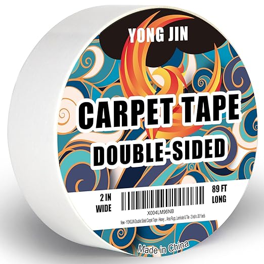 YONGJIN Double Sided Carpet Tape - Heavy Duty Rug Tape Gripper for Hardwood Floors No Damage, Secures Area Rugs, Laminate & Tile (2 Inch x 30 Yards)