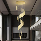 Large Spiral Stair Chandeliers for High Ceilings Long Crystal Chandelier for Foyer LED Dimmable 36-Light Gold 150 Inches High