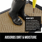 GORILLA GRIP 100% Waterproof All-Season WeatherMax Doormat US Designed Natural Rubber, Stain and Fade Resistant, Low Profile Indoor Outdoor Door Mats, Easy Clean Patio Mat, 23x35, Beige Diamond