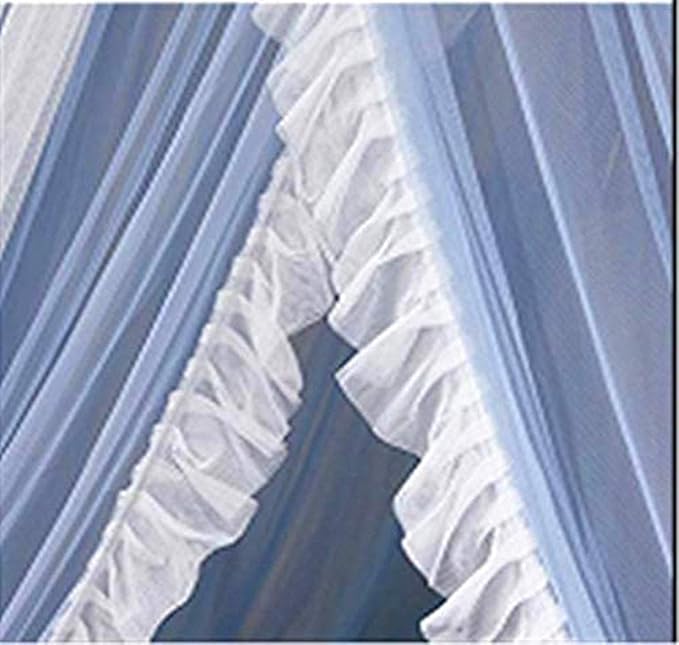 VETHIN Princess Bed Canopy for Girls,Bed Canopy Curtain- Double Layer Sheer Mesh Dome Bed Curtain- Round Lace Princess Mosquito Net Tent with led Stars String Lights(Light Gray/White1)