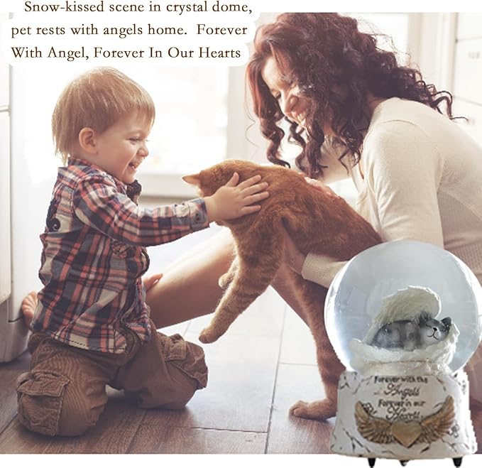 Angel Cat Music Snow Globe Pet Memorial Gifts, Cat Pass Away GIF, Sympathy Gift for Loss of Pet, Cat Lover Gift idea