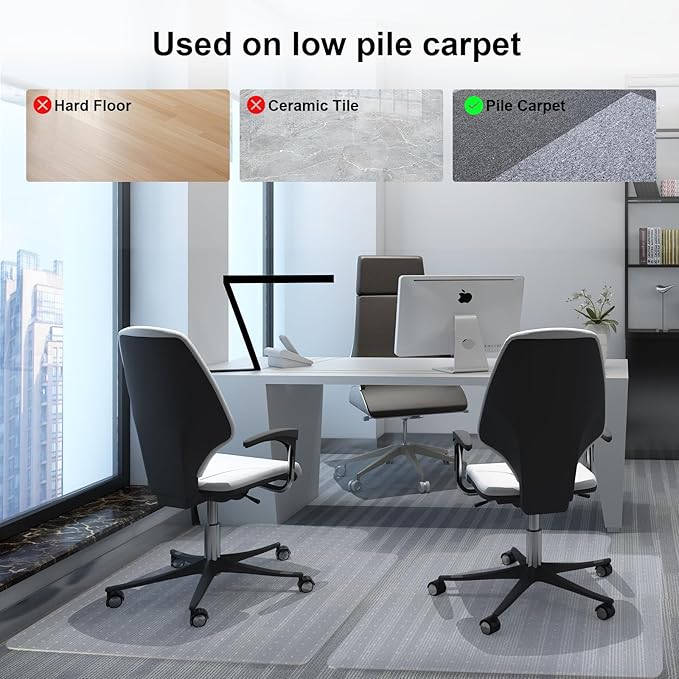 Heavy Duty Chair Mat for Carpet,46"x60" Office Floor Mat for Carpeted Floors,Under Desk Mat for Low Pile Carpet,Mat for Office Chair on Carpet