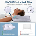 Memory Foam Pillows Cervical Neck Pillow for Neck Pain Relief, Contour Cooling Bed Pillow for Sleeping, Odorless Ergonomic Orthopedic Neck Support Pillows for Side Back Stomach Sleeper with Pillowcase