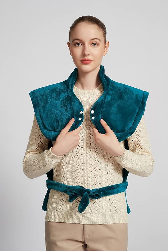 Ruqiji 26" x 35" Neck&Shoulder&Back Heating Pad with12 Temperature Settings, Pain Relief for Back/Neck/Shoulders/Menstrual Pain, Christmas Gifts for Women Men Mom Dad-Light Teal