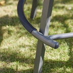 VICLLAX Patio Bar Stool Chairs with Footrests and Padded Seat, Bar Height Swivel Patio Chairs Set of 6, Woven Wicker Swivel Bar Stools for Lawn Garden, Grey