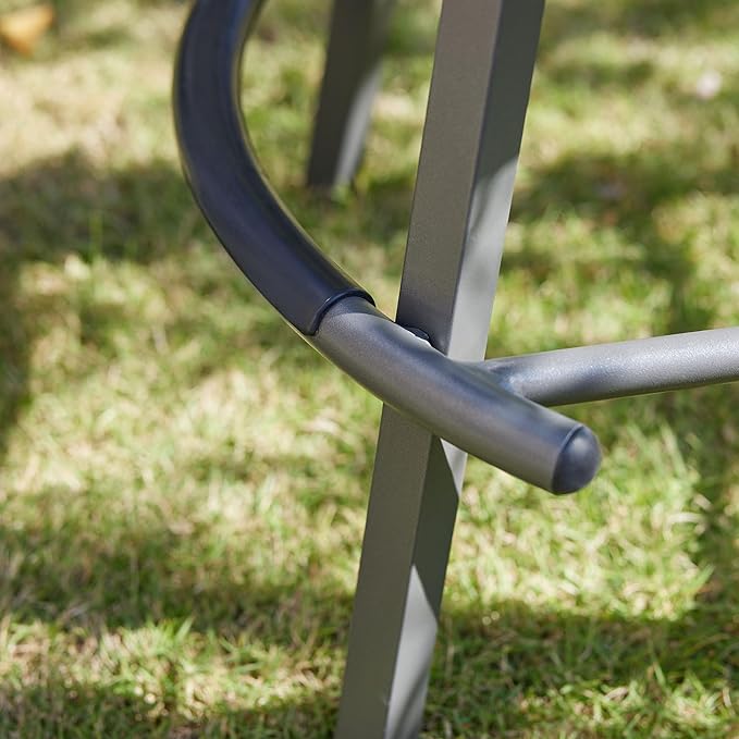 VICLLAX Patio Bar Stool Chairs with Footrests and Padded Seat, Bar Height Swivel Patio Chairs Set of 6, Woven Wicker Swivel Bar Stools for Lawn Garden, Grey