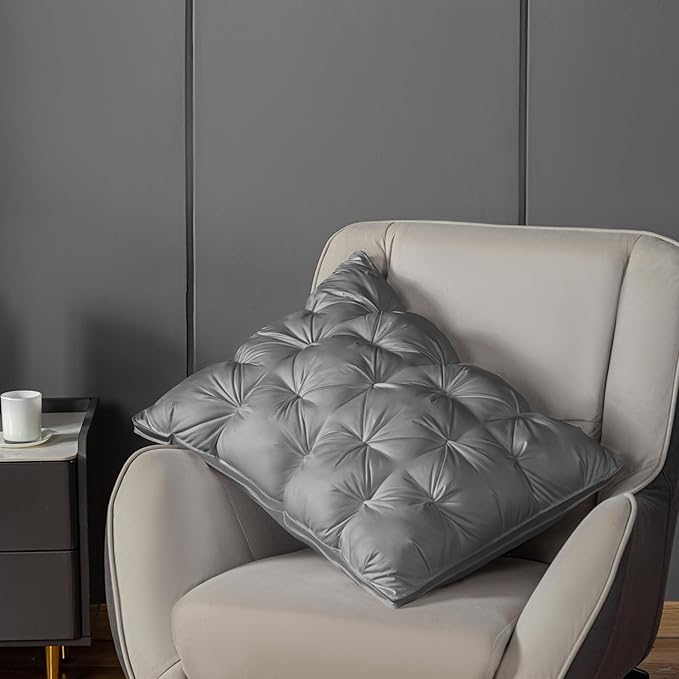 ZUBISU Queen Size Luxury White Goose Down Pillow,800 Fill Power Fluffy and Soft Hotel Feather Pillow,Ideal Bed Pillows for Side Sleepers,Pack of 1 (Queen, Grey)