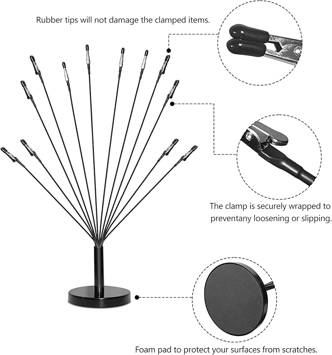 Photo Tree Holder with Metal Base,12 Clips Flexible & Durable Branches Money Trees Gift Card Holder with Clips,Picture Trees to Hold Photos for Christmas Wedding Greeting Birthday Party Gift