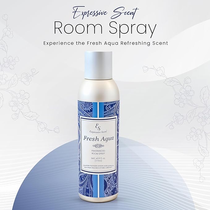 Expressive Home Scent Room Spray - Long Lasting Fresh Aqua Air Freshener Spray for Bathroom, home & Office - home fragrance spray 6 FL oz