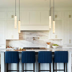 LMQNINE Natural Alabaster Pendant Lights for Kitchen Island White Marble Long Tube Chandelier Modern Black Ceiling Light Fixtures for Bedroom Dining Room Table Living Room Hallway(M-2Light)