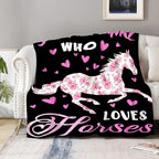Horse Gifts Blanket for Girls Women Teens for Horse Lovers Throw Just A Girl Who Loves Horses Themed Living Room Decor Soft Cozy Bed Couch Plush Birthday 50"x60"