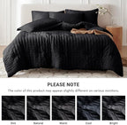 MUXHOMO 5 Pieces Twin Comforter Set, Seersucker Bed in a Bag Twin Size, All Season Luxury Bedding Set with Comforter, Flat Sheet, Fitted Sheet, Pillowcase & Sham, Black