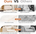 Modern 360°Swivel Accent Chair Set of 2 with Adjustable Headrest, Round Swivel Barrel Chairs with Lumbar Pillow, Vanity Chair for Makeup, Comfy Living Room Armchair for Living Room, Bedroom, Beige