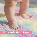 Shag Area Rug for Bedroom 5x8,Fluffy Area Rugs for Living Room,Soft Fuzzy Rug Non-Shedding Indoor Plush Carpet for Kids Bedroom Nursery Dorm Home Decor,Rainbow