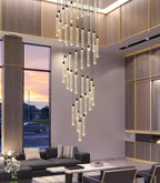 40-Lights High Ceiling Chandelier Modern LED Crystal Chandelier for Foyer Dimmable Spiral Crystal Chandeliers for Entryway Staircase Hallway Living Room Hanging Light Fixture