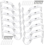 Frienda 12 Pcs Curtain Rod Brackets Adjustable Holder Wall for 1 Inch Diameter Curtain Rod General Bracket Hooks with Screws (Matt White)