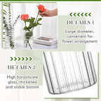 6 Pcs 8 Inch Tall Glass Ribbed Cylinder Vases Clear Floating Candle Flower Vase in Bulk, Hurricane Candle Holder for Wedding Housewarming Gift Table Centerpieces