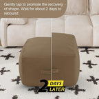 MeMoreCool Square Stuffed Pouf Ottoman Foot Rest, Floor Pouf Foot Stool with Foam Chunk Filling, Soft Stuffed Ottoman Footrest for Living Room, Light Coffee