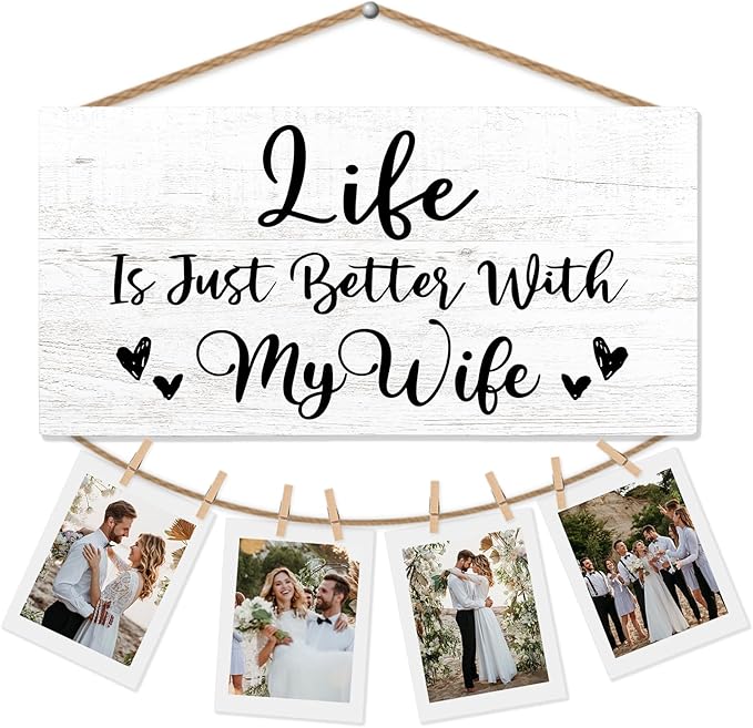 Wife Gifts Picture Frame Photo Holder for Wall, Gift for Wife from Husband, Love Gifts for Couples, Engaged Couples Girlfriend Boyfriend Wedding Gift for Her Him Hanging Photo Display