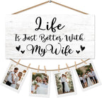 Wife Gifts Picture Frame Photo Holder for Wall, Gift for Wife from Husband, Love Gifts for Couples, Engaged Couples Girlfriend Boyfriend Wedding Gift for Her Him Hanging Photo Display