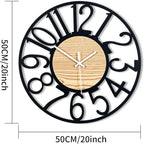 20inch/50cm Wall Clocks for Living Room Decor,Wall Clocks Battery Operated,Modern,Silent,Non Ticking,Large,Wall Clock for Dining Room,Bedroom,Kitchen (Wooden Arabic Numerals, 20 inches)