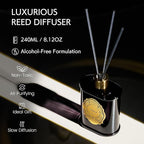 M&SENSE 8.4 oz Large Reed Diffuser for Home | Santal(Sandalwood) Scent Oil Diffuser with Sticks | Bedroom Bathroom Living Room Decor