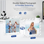 Acrylic Picture Frames. 5×5inch 6Pack - Double-Sided Scalloped Photo Frame, 20mm Ultra-Clear Block, Modern Desktop Display for Home/Office Decor (6 Pack, 5X5)