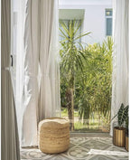 FRELISH DECOR Pedestal Pouf Ottoman Hand Braided 100% Jute Pouf Foot Stool |Foot Rest for Couch Living Room Bedroom - Extra seat for Patio (16" Diameter x 18" Height) - Natural Jute