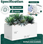 White Steel Planter Outdoor Indoor Planter Box Galvanized Steel Metal Large Planters Rectangular Flower Pot 31.5 In L x 16 In W x 16 In H Modern Commercial Residential for Trees Patio Deck Yard Garden