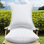 24 x 24 Outdoor Throw Pillow Inserts Set of 2 Waterproof Square Premium Decorative Couch Pillow Stuffers Form Large White Sofa Cushions Indoor