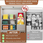 6 Pack Stackable Deep Freezer Organizer Bins ，Upgraded Bottom Leak-Proof net，Encryption and Hardening ， Freezer Organizer Bins for 5 to 9 Cu.FT Small Chest Freezer， Easy Get Bottom Foods