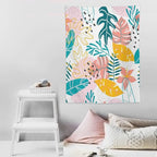 ICMOLYYENLO Tropical Green Leaves Tapestry, Exotic Leaves Beautiful Bedroom Wall Hanging, Floral Poster Blanket for Bedroom Living Room Dormitory Apartment 30x40 Inch