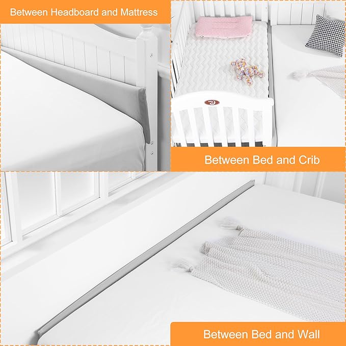 MABOZOO Bed Gap Filler Cushion, Long Thick Filler Bolster Pillow Stopper for Headboard Space Gap, Bed Mattress Extender Bed Wedge Pillow (Gray, 2X8X59inch)