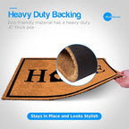 PLUS Haven Coco Coir Door Mat with Heavy Duty Backing, Natural Home Doormat, 17.5”x30” for Entrance, Front Porch, Easy to Clean Entry Mat, Outdoor and Indoor Uses, Home Decor
