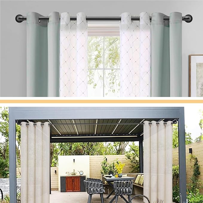 Industrial Curtain Rods 18 to 120 in,Wrap Around Rods, Adjustable Curtain Pole,1 in Diameter Pipe Wall or Ceiling Mounted,for Living Room(Antique Nickel 18” to 120”)