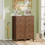 4 Drawer Dresser for Bedroom Set of 2, 36.81''Tall Modern Chest of Drawers with Fluted Panel, Wood Storage Dresser Organizer with Deep Drawers for Nursery Living Room Hallway (2, Walnut)