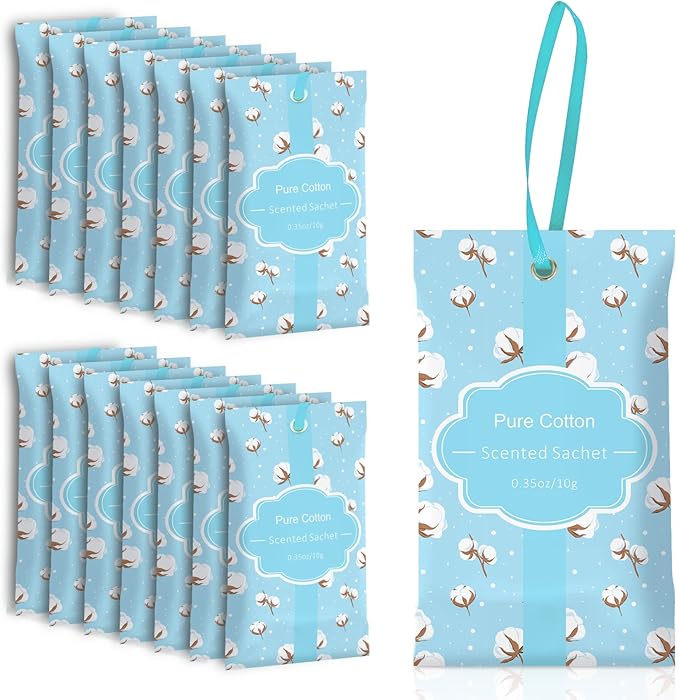 SCENTORINI Sachets for Drawers and Closets, Cotton Scented Bags for Long-Lasting, 14 Pack Home Fragrance Sachet for Closet, Drawer, Wardrobe